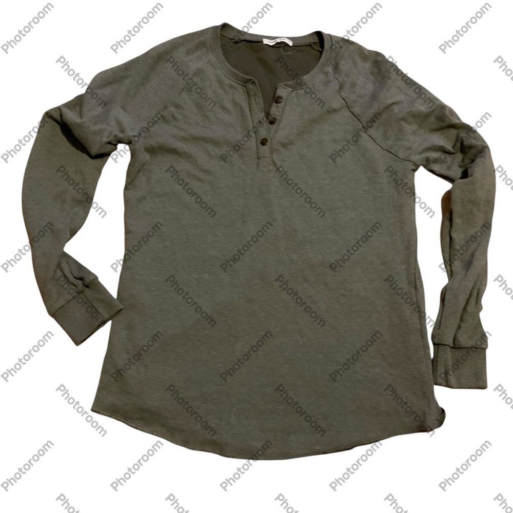 Marine Layer Green‎ Henley Long Sleeve Tee